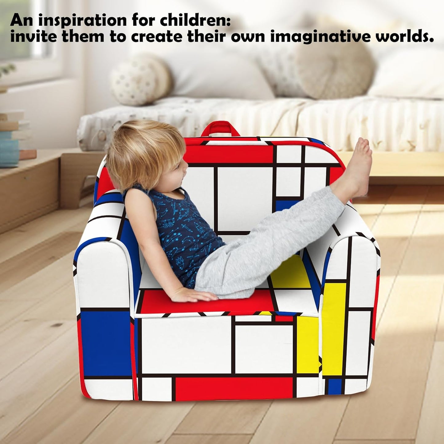 Magic Handle  Toddler Chair Kids Armchair, Comfortable Art Children's Chair with Removable Cover Carrying Handle, Kids Sofa Toddler Couch Childrens Sofa for Boys and Girls